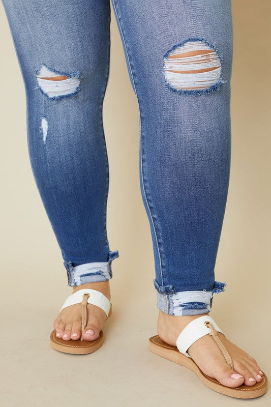 One of A Kind High Rise Button Fly Ankle Skinny
