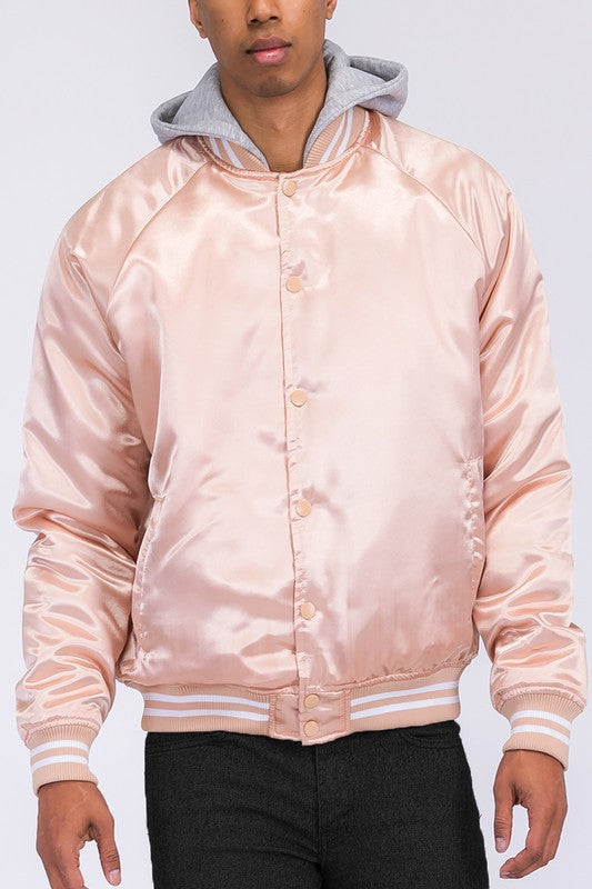 Varsity Bomber Satin Jacket