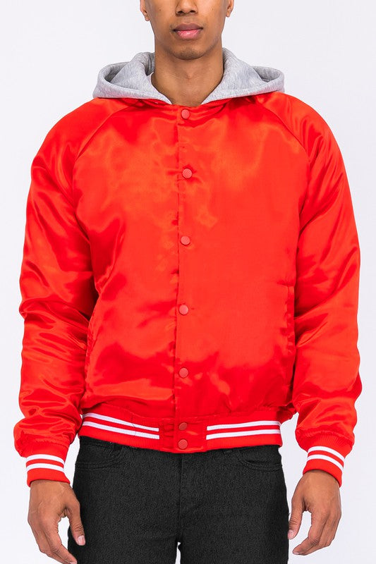 Varsity Bomber Satin Jacket