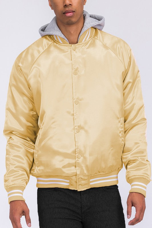 Varsity Bomber Satin Jacket