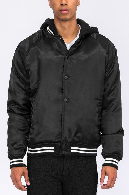 Varsity Bomber Satin Jacket