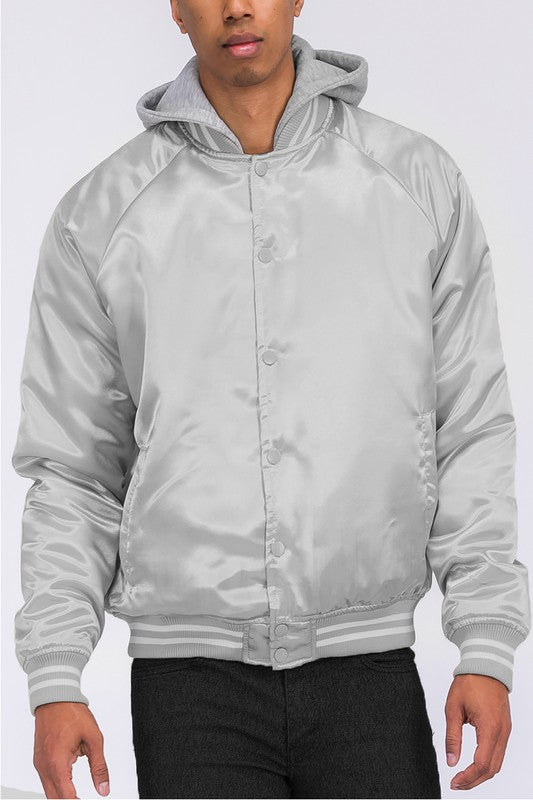 Varsity Bomber Satin Jacket