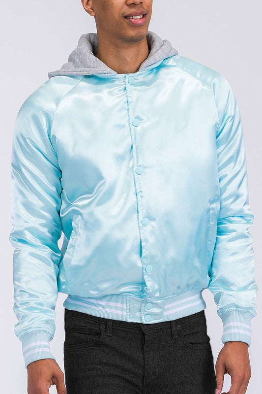 Varsity Bomber Satin Jacket