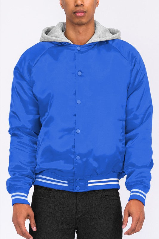 Varsity Bomber Satin Jacket