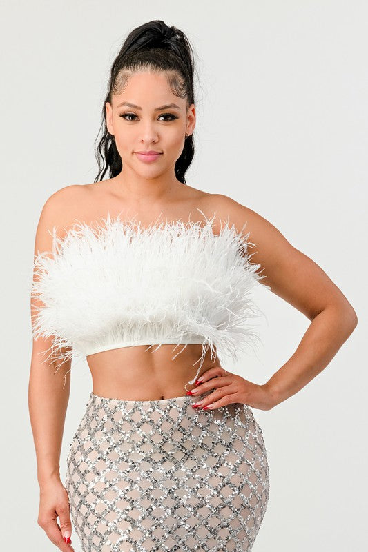 I am Strong Fur Crop Tube Top