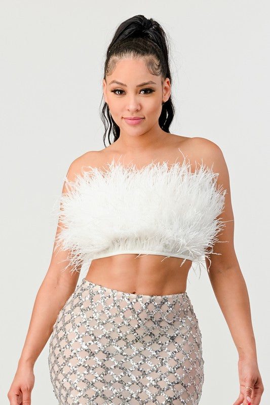 I am Strong Fur Crop Tube Top