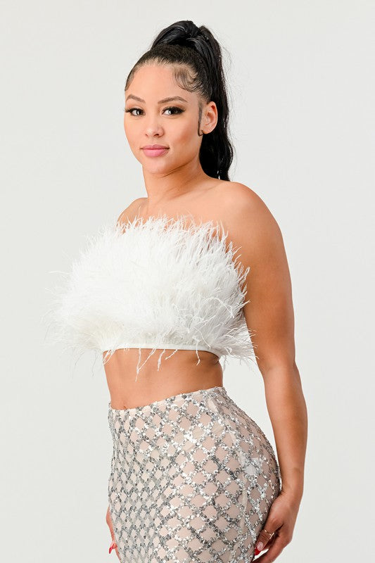 I am Strong Fur Crop Tube Top