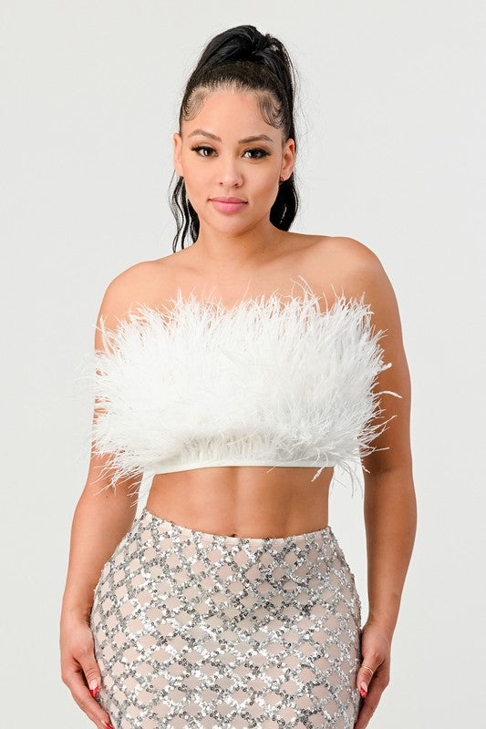 I am Strong Fur Crop Tube Top