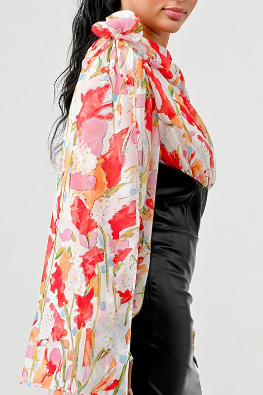I am Grateful Floral Leather Mini Dress