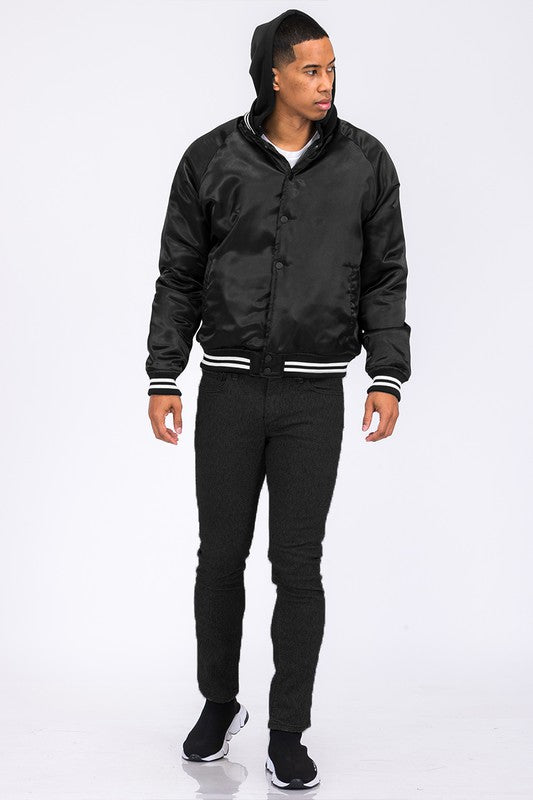 Varsity Bomber Satin Jacket