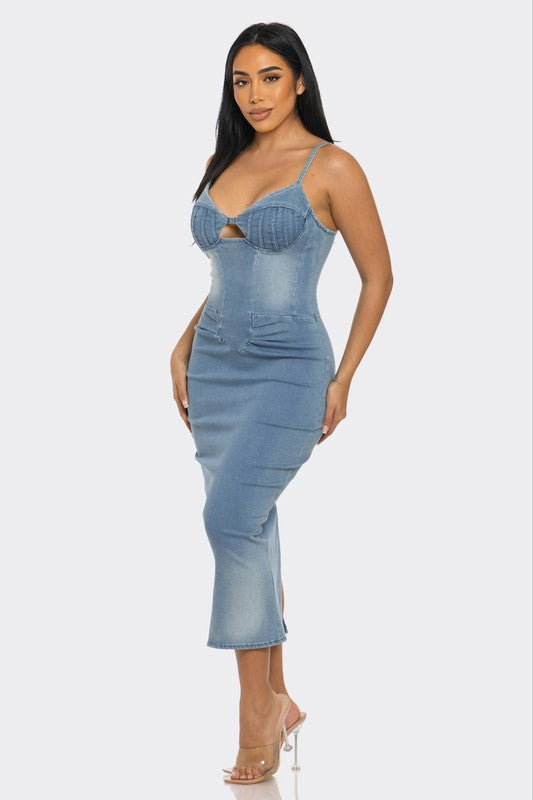 I am Empathetic Denim Midi Dress