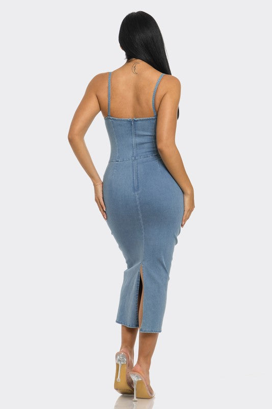 I am Empathetic Denim Midi Dress