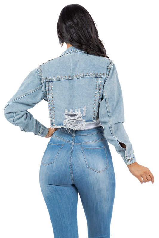 I am in Awe of My Talents Cropped Denim Jacket