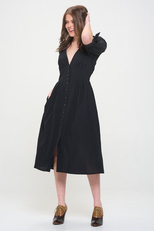 A Queen is Not Afraid to Fail Button Down Midi Dress