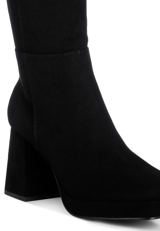 I am Prosperous Calf-Length Micro Suede Boots