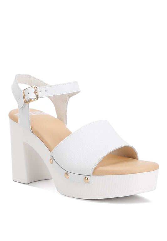 Everything In Life Happens for Me Recycled Leather High Block Sandals
