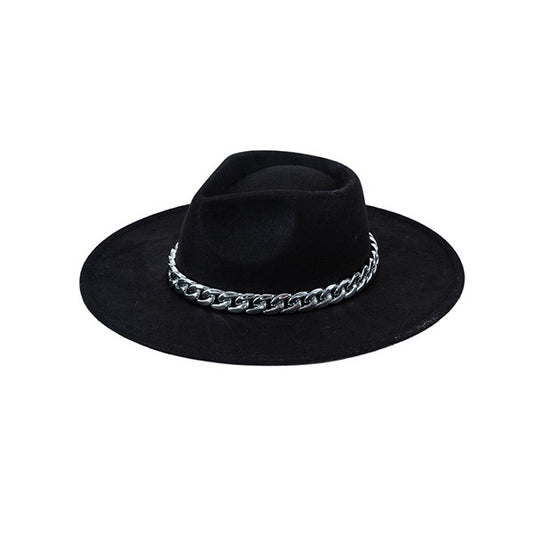 Do Not Be Shy Chunky Chain Felt Fedora Hat