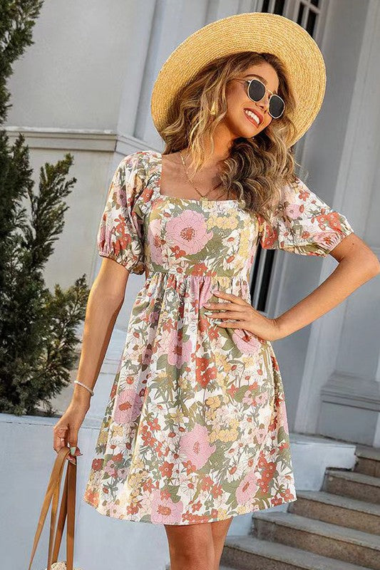 I Accept Myself Floral Dress with Tie Detail