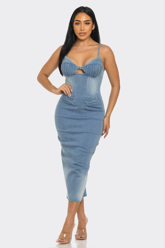 I am Empathetic Denim Midi Dress