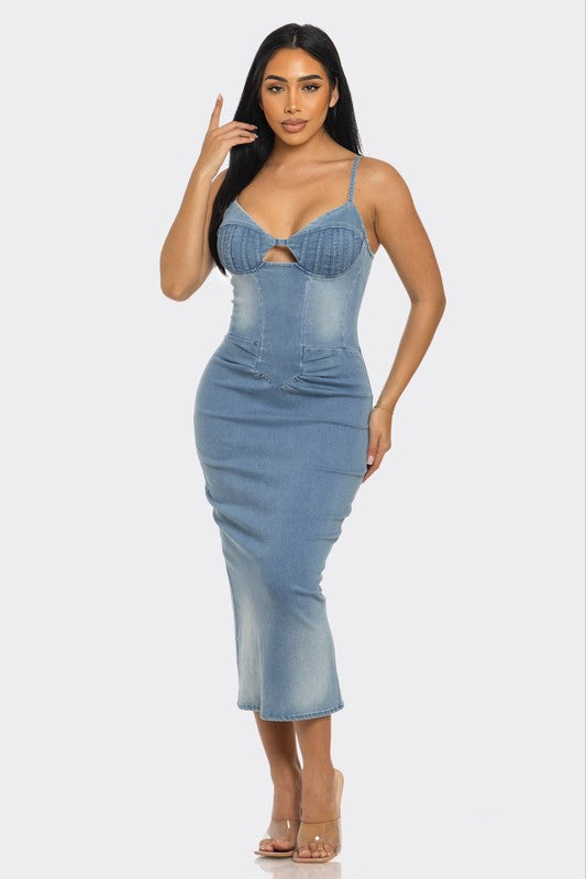 I am Empathetic Denim Midi Dress