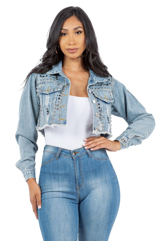I am in Awe of My Talents Cropped Denim Jacket