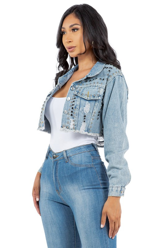 I am in Awe of My Talents Cropped Denim Jacket