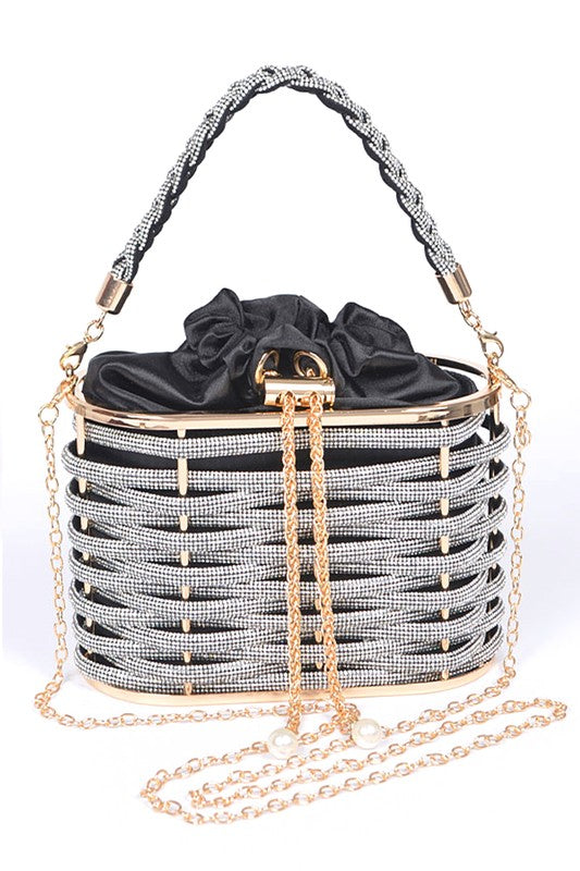 Soy Chingona Rhinestone Basket Box Clutch