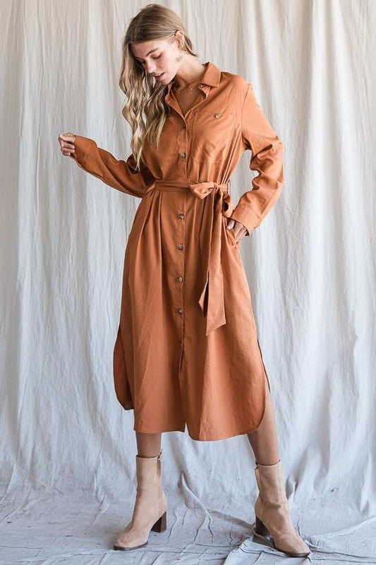 I am Joyful Button Down Shirt Dress